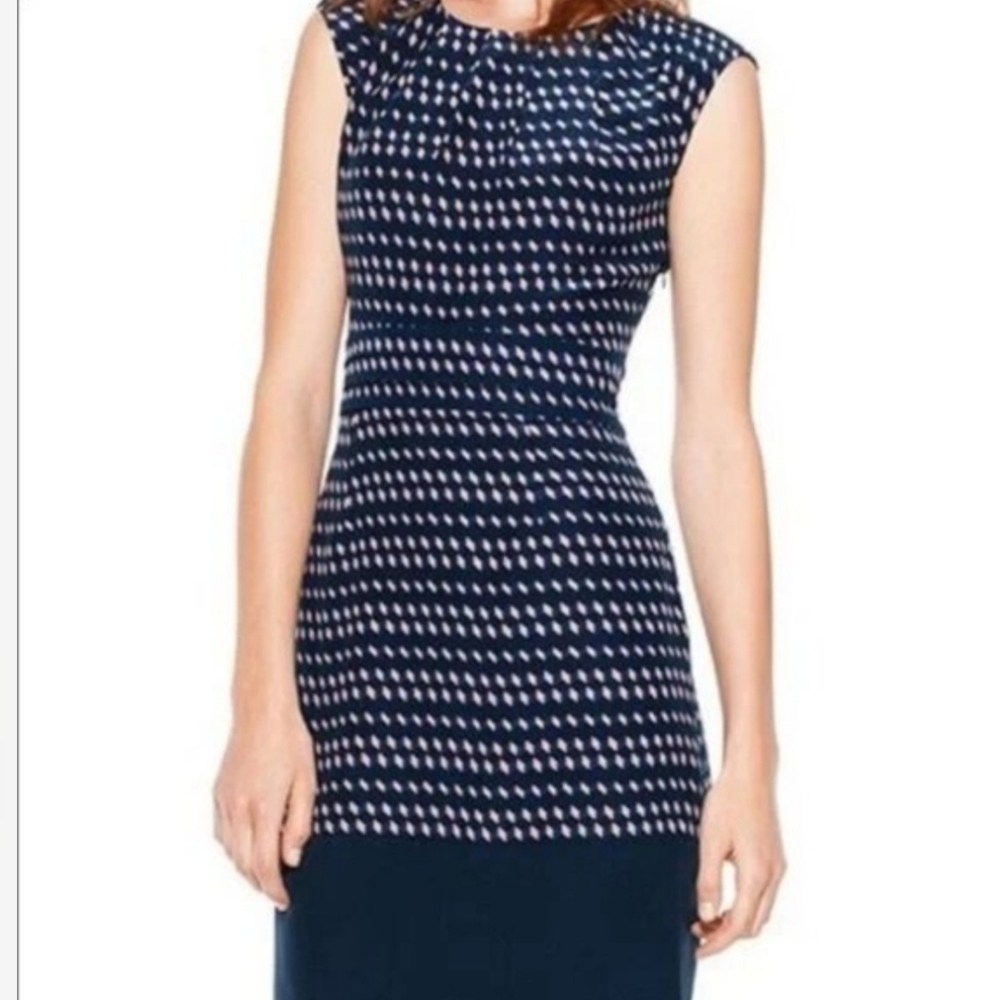 Tory Burch women 4 nico sheath dress career geometric cube print silk minimalist
